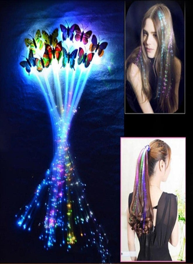 ZEVESTY LED Flashing Light Butterfly Hair Clip,Fairy Hair Glitter, Extensions,Flash Braid Extension Fiber Barrettes Glowing Flash Braid Clip Navratri Hairpin Wigs Multicolour Pack Of 4 - Image 3